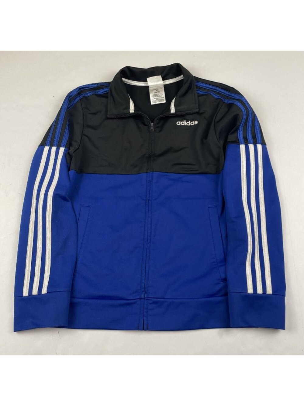 Adidas Tricot Track Jacket Boy’s M(10/12) Full Zip Color Block Real Blue Black